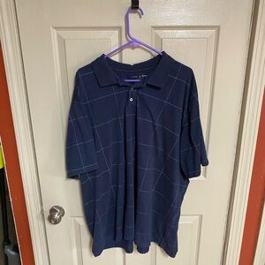 David Taylor Dark Blue Checkered Polo Shirt